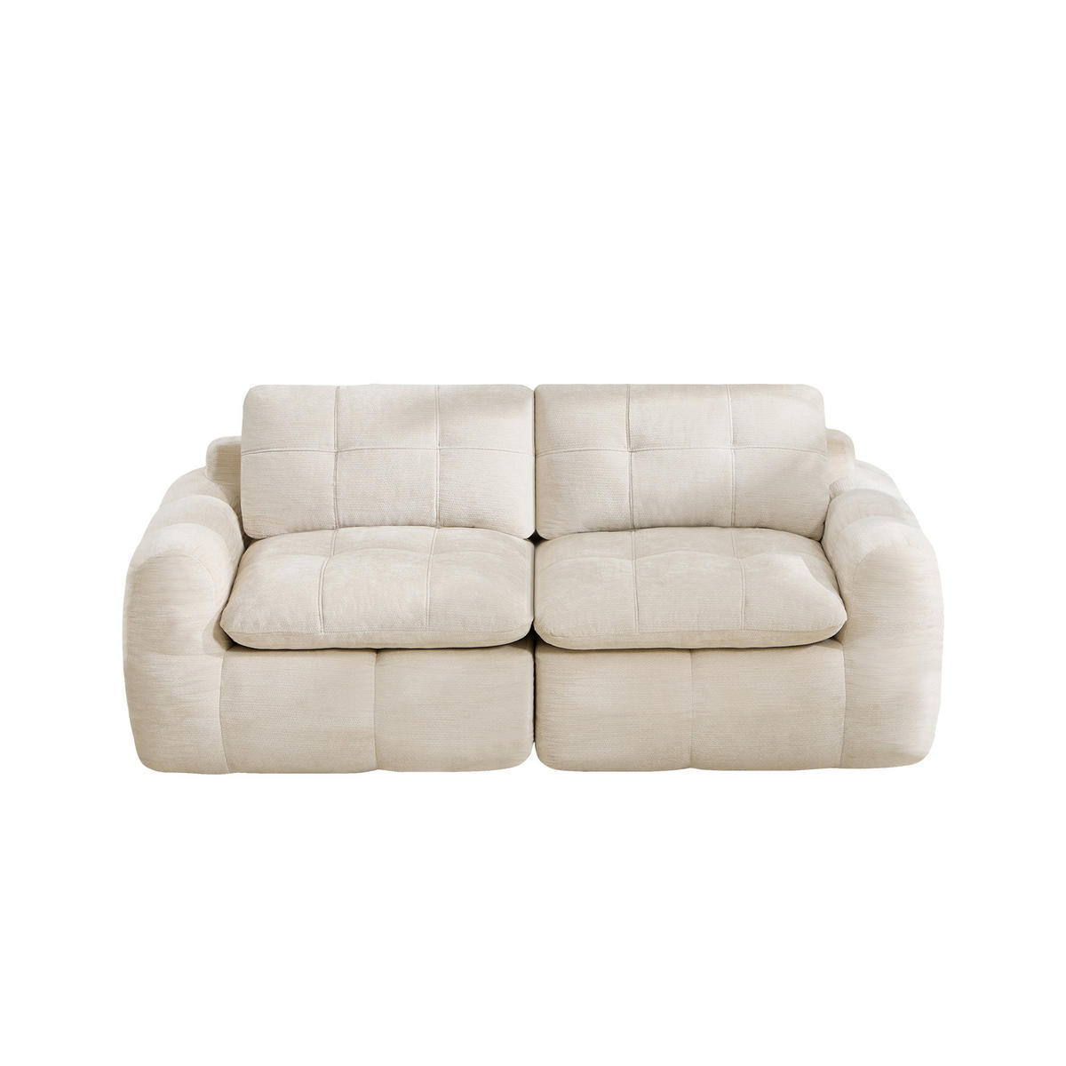 2-SITZER-SOFA DE-34464 quadratische Tuftung und 32D-Schaum Beige - Beige, Textil (97/68/194cm) - ComfortXL
