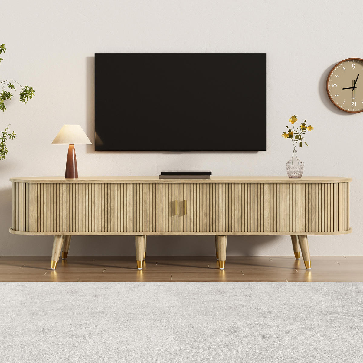TV-SCHRANK Schiebetüren Lowboard modern Stauraum Design - Eichefarben, Holzwerkstoff (38/45/175cm) - FLIEKS