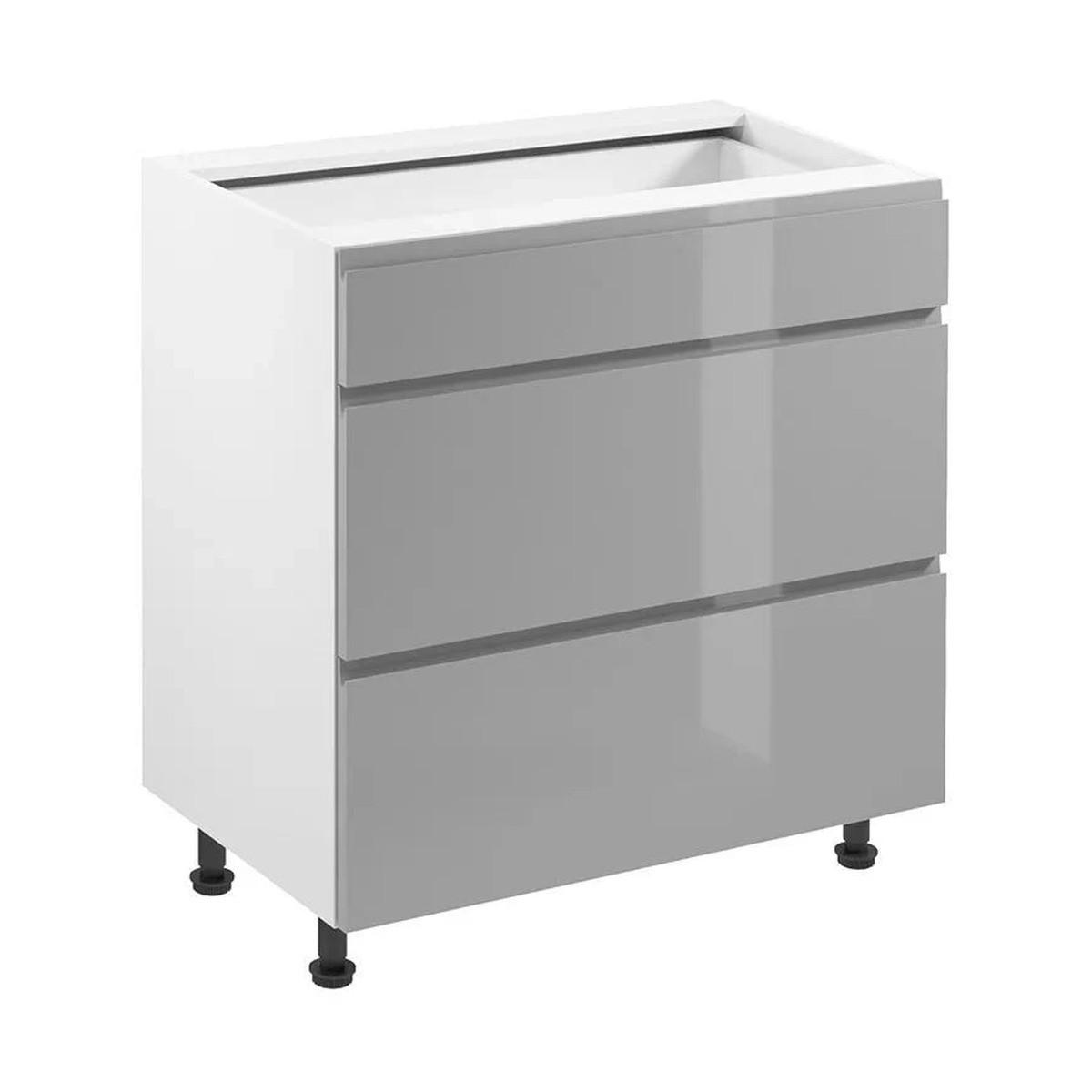UNTERSCHRANK – 80 cm – D80S3 – Velmora – Grau - Grau, Holzwerkstoff (80/82/47cm) - ROYAL24_MARKT