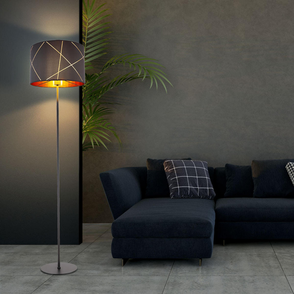 LED STEHLEUCHTE Metall Schwarz-Gold - Schwarz, Metall (38/38/151cm) - Globo Lighting