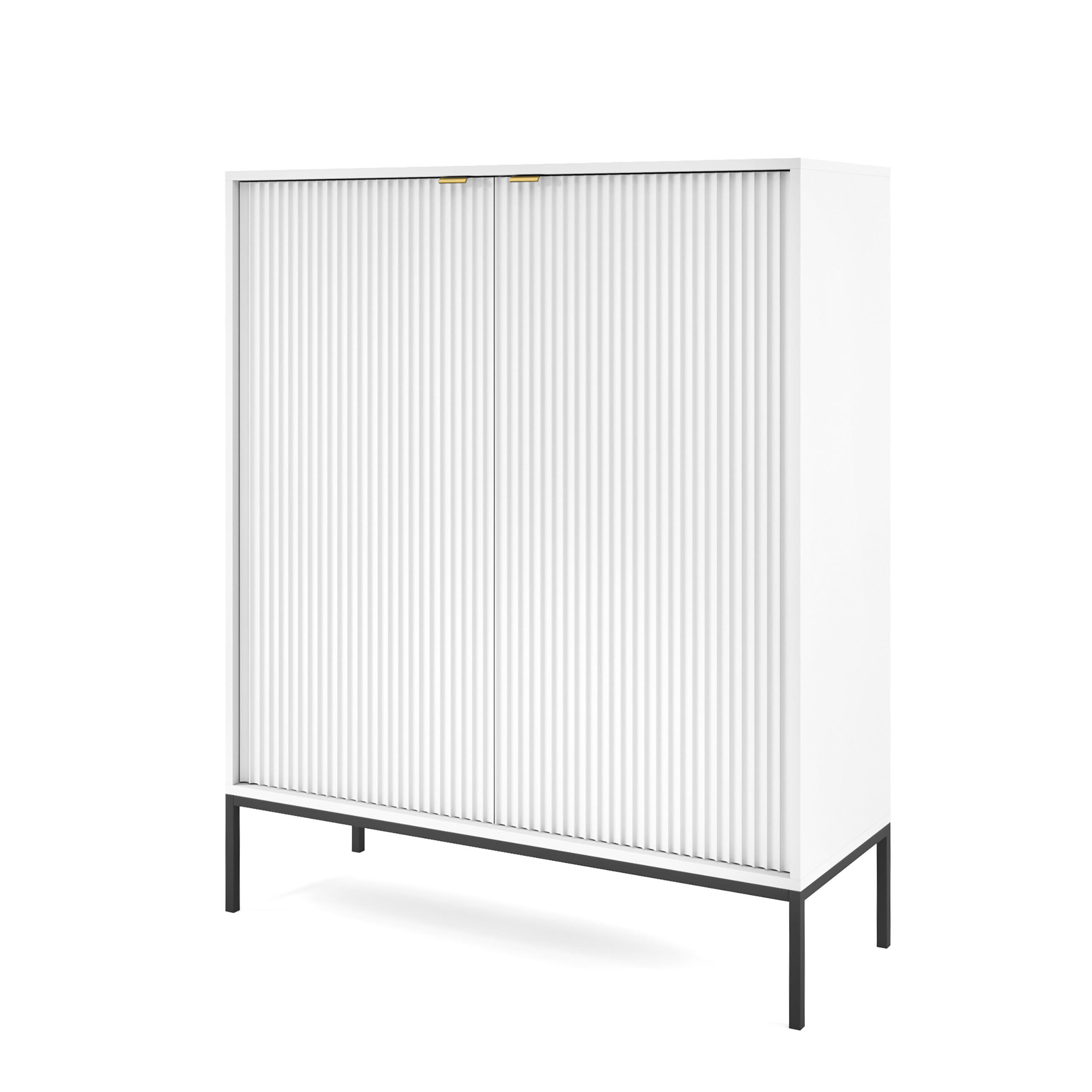 HIGHBOARD STELLARE 104/125/39 cm mit 2 Türen Weiß - Weiß, Holzwerkstoff (104/125/39cm) - MASSENO