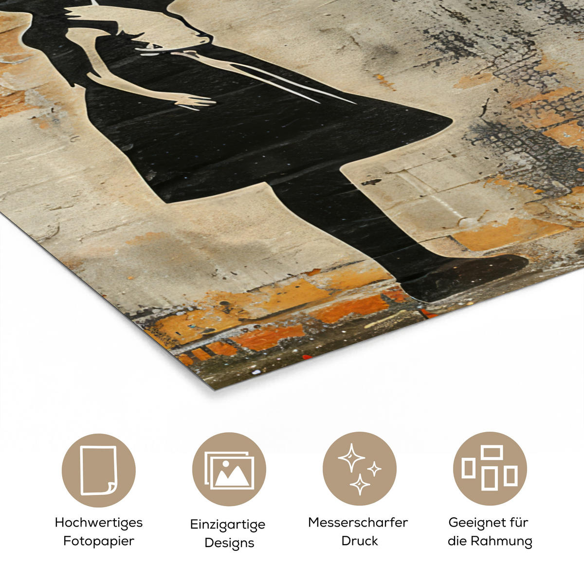 POSTER Graffiti - Banksy - Mädchen - Straßenkunst 30x40 cm - Sandfarben, Papier (30/40/0.1cm) - MuchoWow