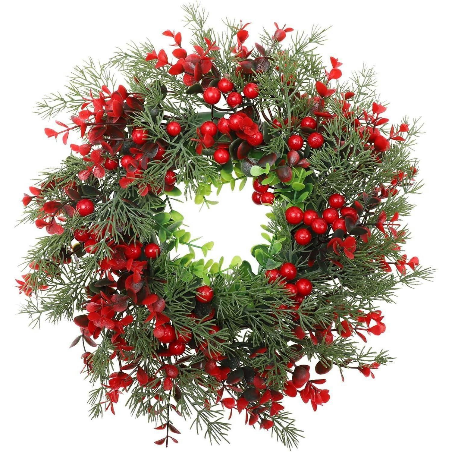 WEIHNACHTSKRANZ mit Beeren und Tannenzweigen - Multicolor, Kunststoff (4cm)