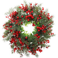 WEIHNACHTSKRANZ mit Beeren und Tannenzweigen - Multicolor, Kunststoff (4cm)