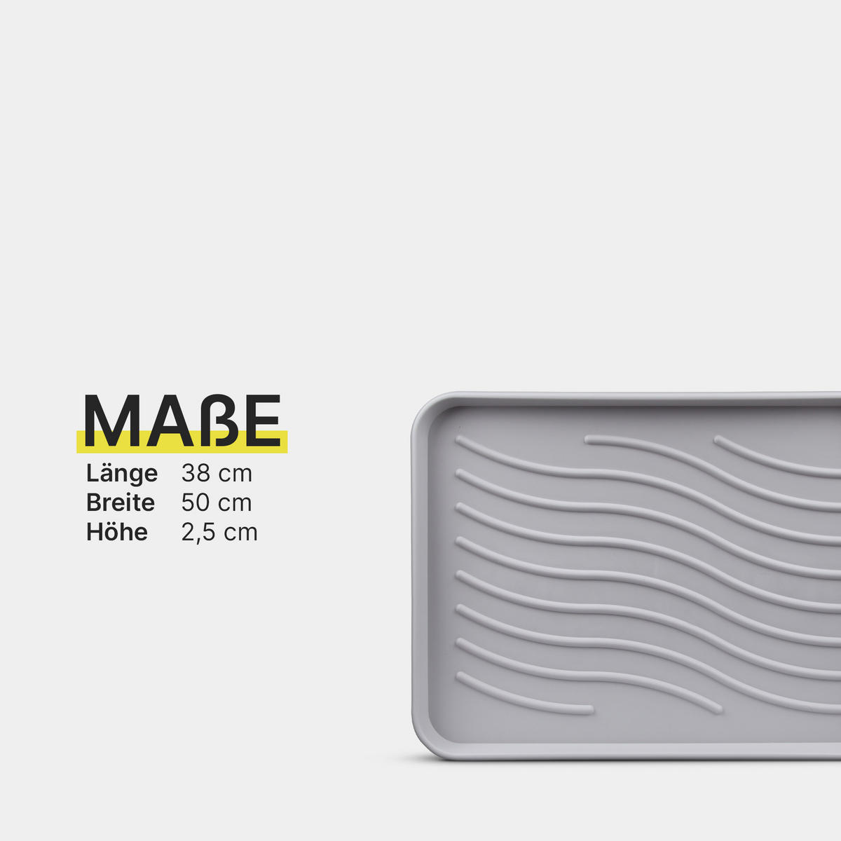 SCHUHABTROPFSCHALE mit hohem Rand (50x38x2,5cm) Hellgrau - Hellgrau, Kunststoff (38/50cm) - Bestlivings