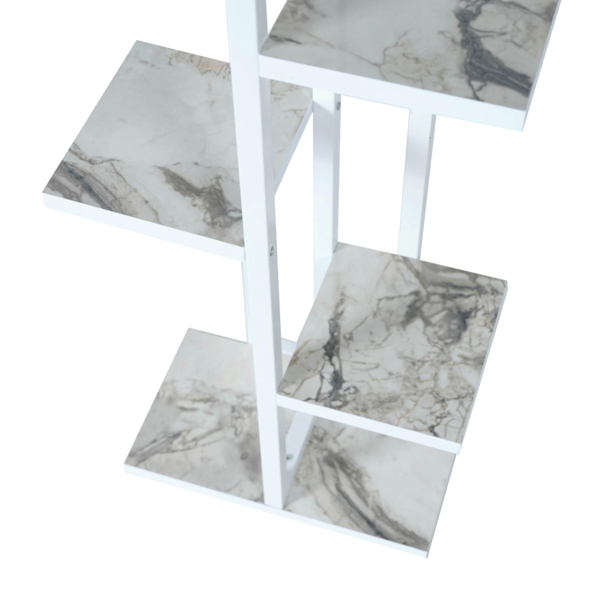 PFLANZENREGAL Tohmajärvi - Weiß Hochglanz, Holzwerkstoff/Metall (34/120/21cm) - [en.casa]