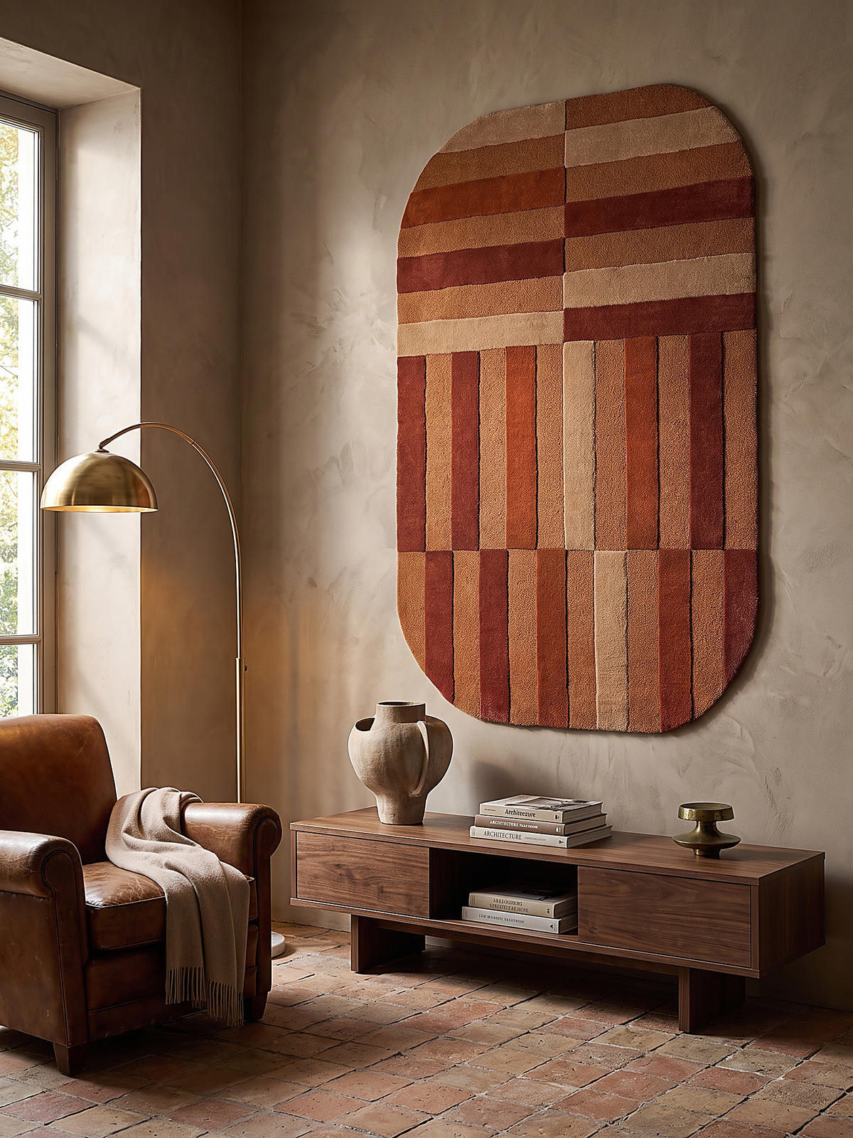 WOLLTEPPICH handgetuftet LUNAN, Blockstreifen, Terrakotta, 160 x 230 cm - Orange, Textil (160/230cm) - KADIMA DESIGN