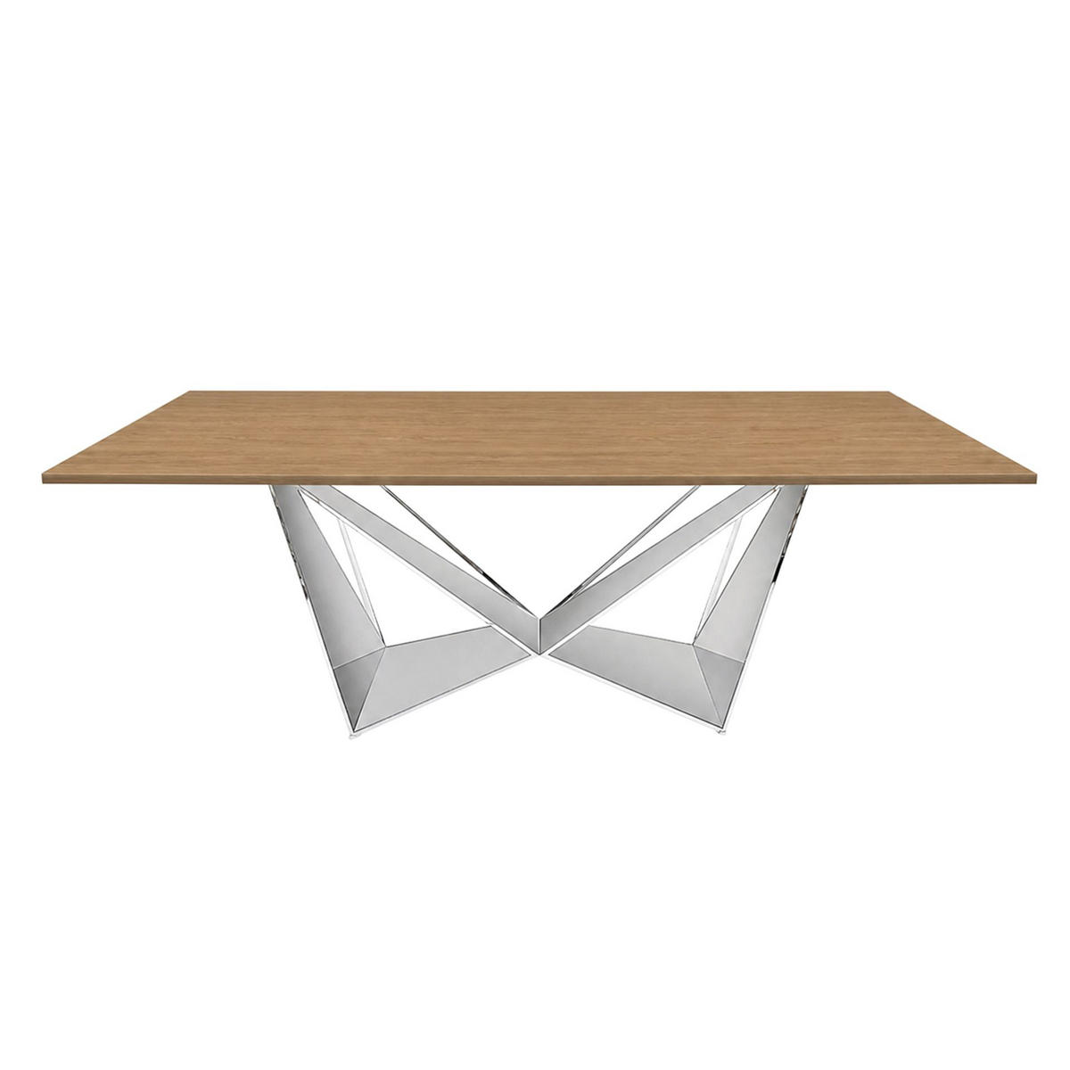 ESSTISCH Rechteckiger aus Eiche und verchromtem Stahl 200/95/75 cm - Edelstahlfarben/Eichefarben, Holz/Metall (95/200/75cm) - ANGEL CERDA