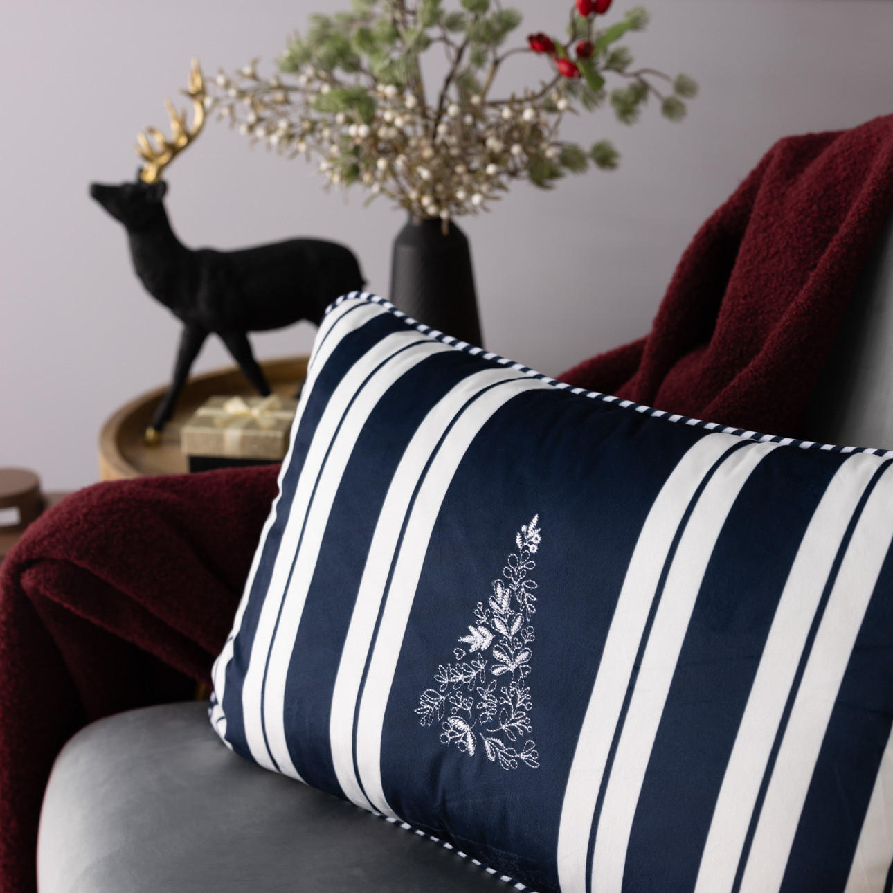 KISSENHÜLLE Blue & White Noel 60x40 cm - Blau, Textil (40/60cm) - Dekoria