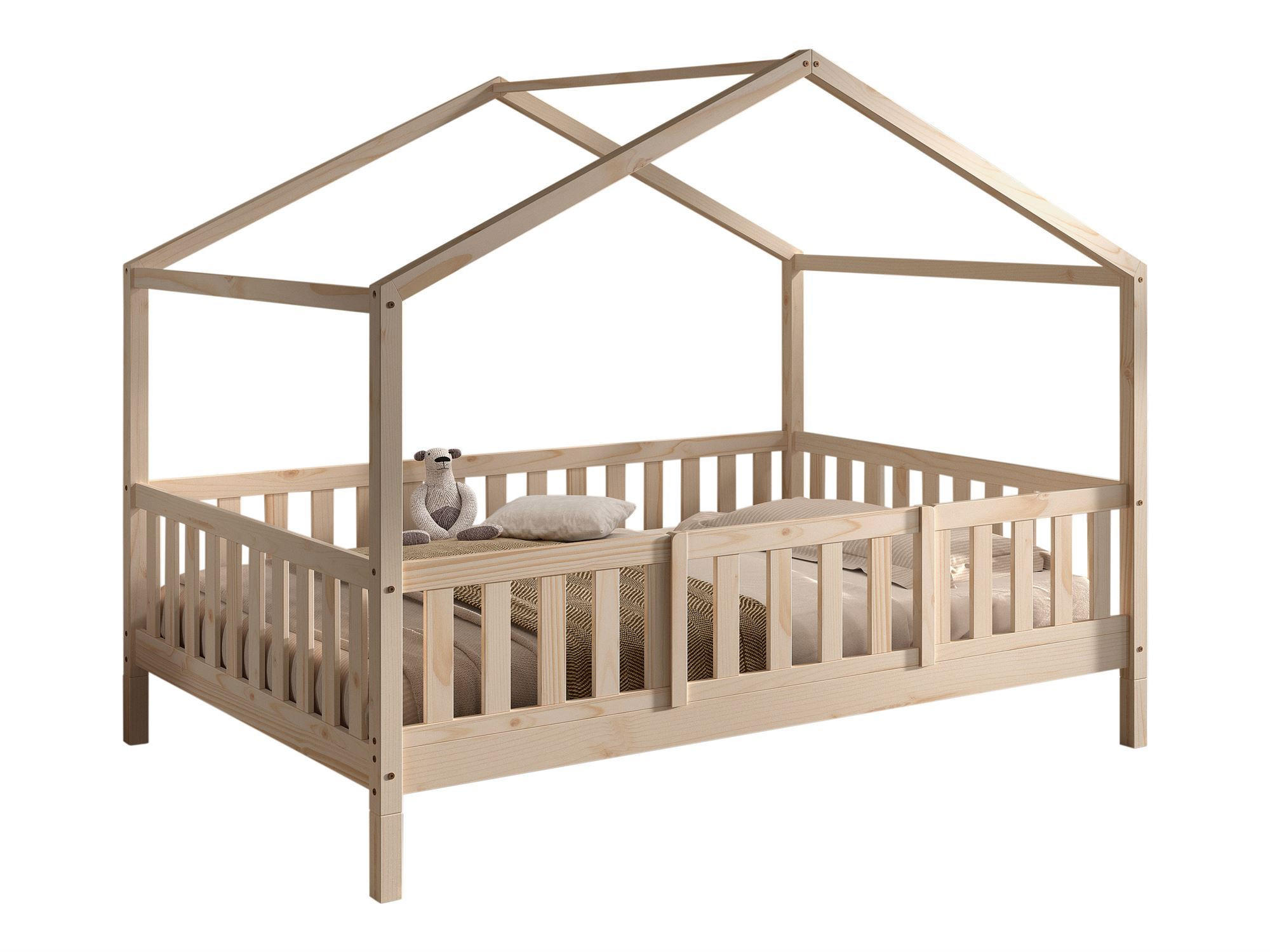 HAUSBETT Kapua 140x200 mit Rausfallschutz Kiefer Massivholz Natur - Kieferfarben, Holz (140/200cm) - 58aufmkessel