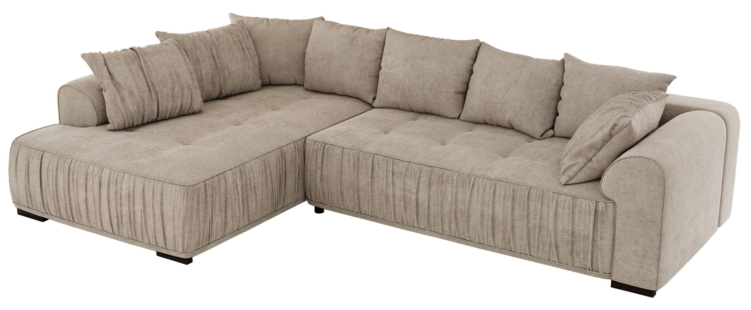 ECKSOFA ORTA Beige Stukture - Links - Beige/Schwarz, Textil (325/200cm) - MKS