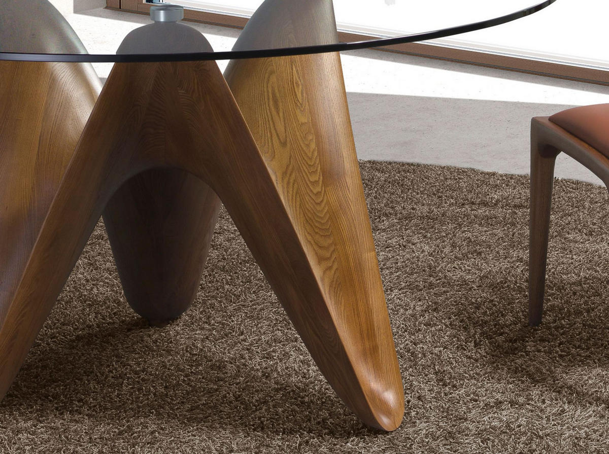 ESSTISCH Esstisch runde gehärtetes Glas aus walnussfarbenes Holz Ø140/75 cm - Transparent/Walnussfarben, Glas (140/140/75cm) - ANGEL CERDA