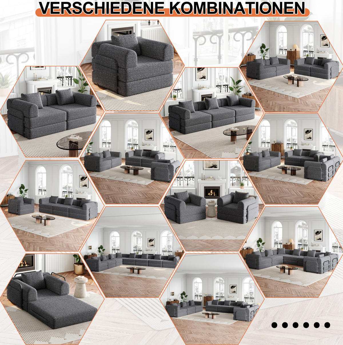 SCHLAFSOFA 2-in-1 mit Armlehnen-Ablagefach Chenille Grau 200/90/85 cm - Grau, Textil (181.6/49.5/94cm) - OKWISH