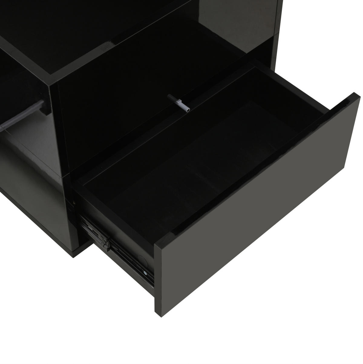 COUCHTISCH 100/50 cm schwarz aus Spanplatte mit höhenverstellbarer Tischplatte, LED und Stauraum - Schwarz, Holzwerkstoff (100/50/40cm) - OKMYHOME