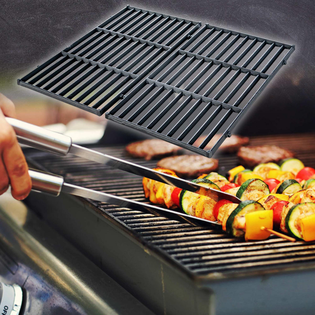 GRILLROST 44.5/26 cm Gusseisen Schwarz - Schwarz, Metall (44.5/26cm) - CLP