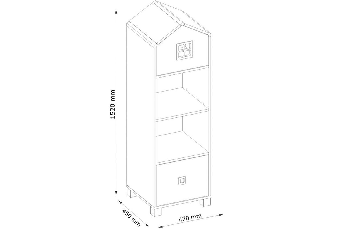 KINDERBÜCHERREGAL MIRUM mit Schublade und Türen, Weiß/Grau - Weiß/Grau, Holz (47/152/45cm) - KONSIMO®