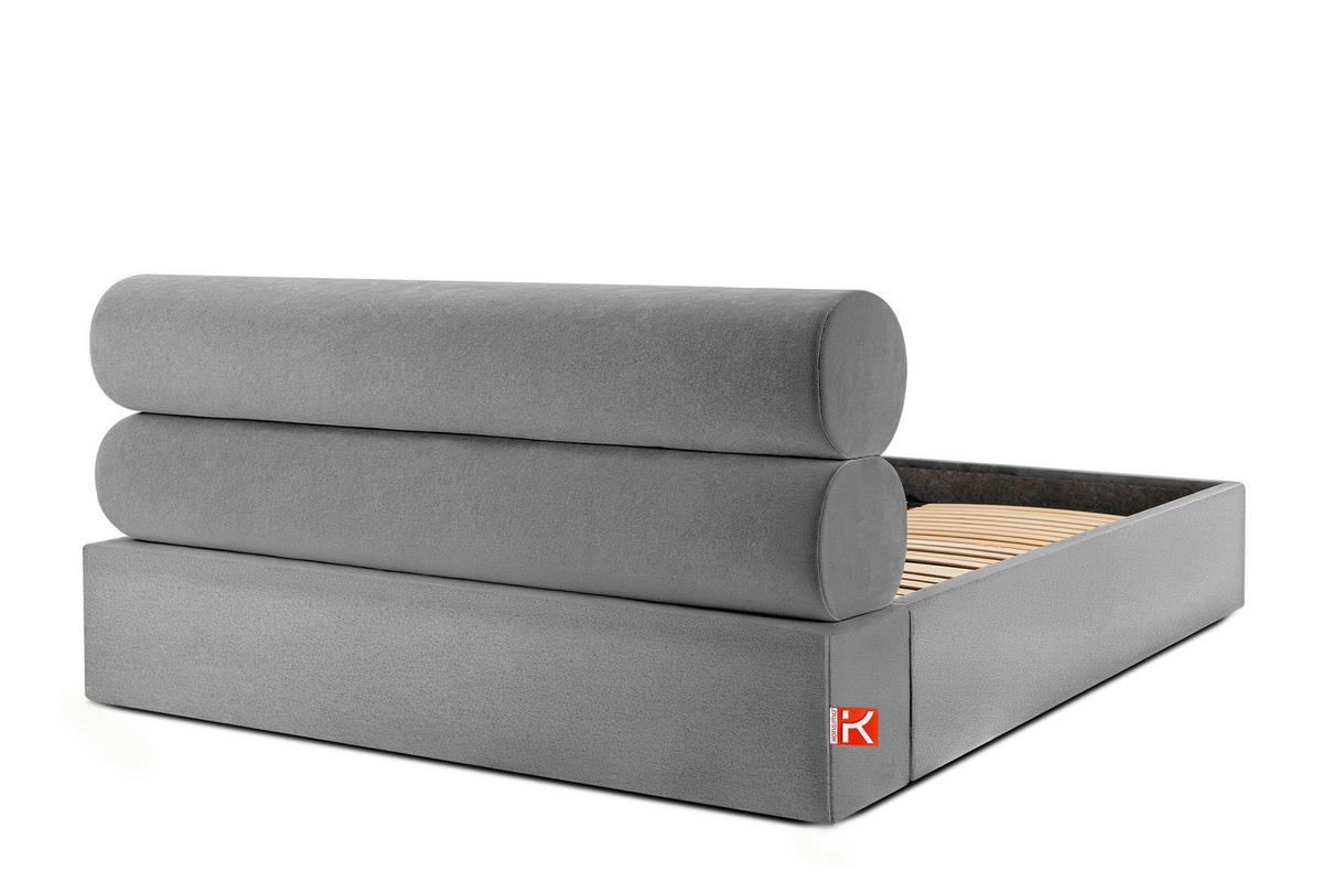POLSTERBETT LUNEO - Hellgrau/Schwarz, Holz/Holzwerkstoff (202/204cm) - KONSIMO®