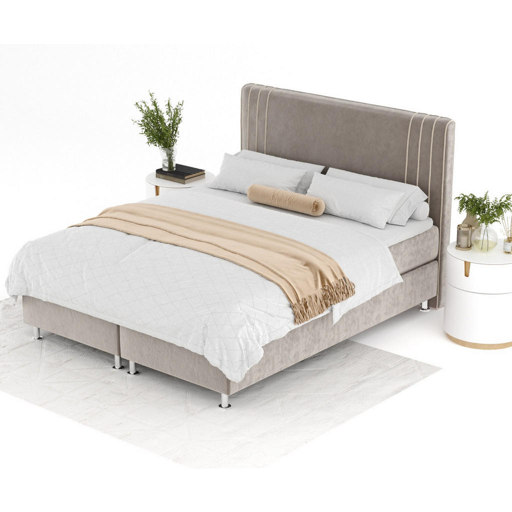 Thumbnail - Maison de Reve Boxspringbett, Taupe, Textil, Buche, Kiefer, H3, Höhe ca. 21 cm, 140x200 cm, Oeko-Tex® Standard 100, FSC ...