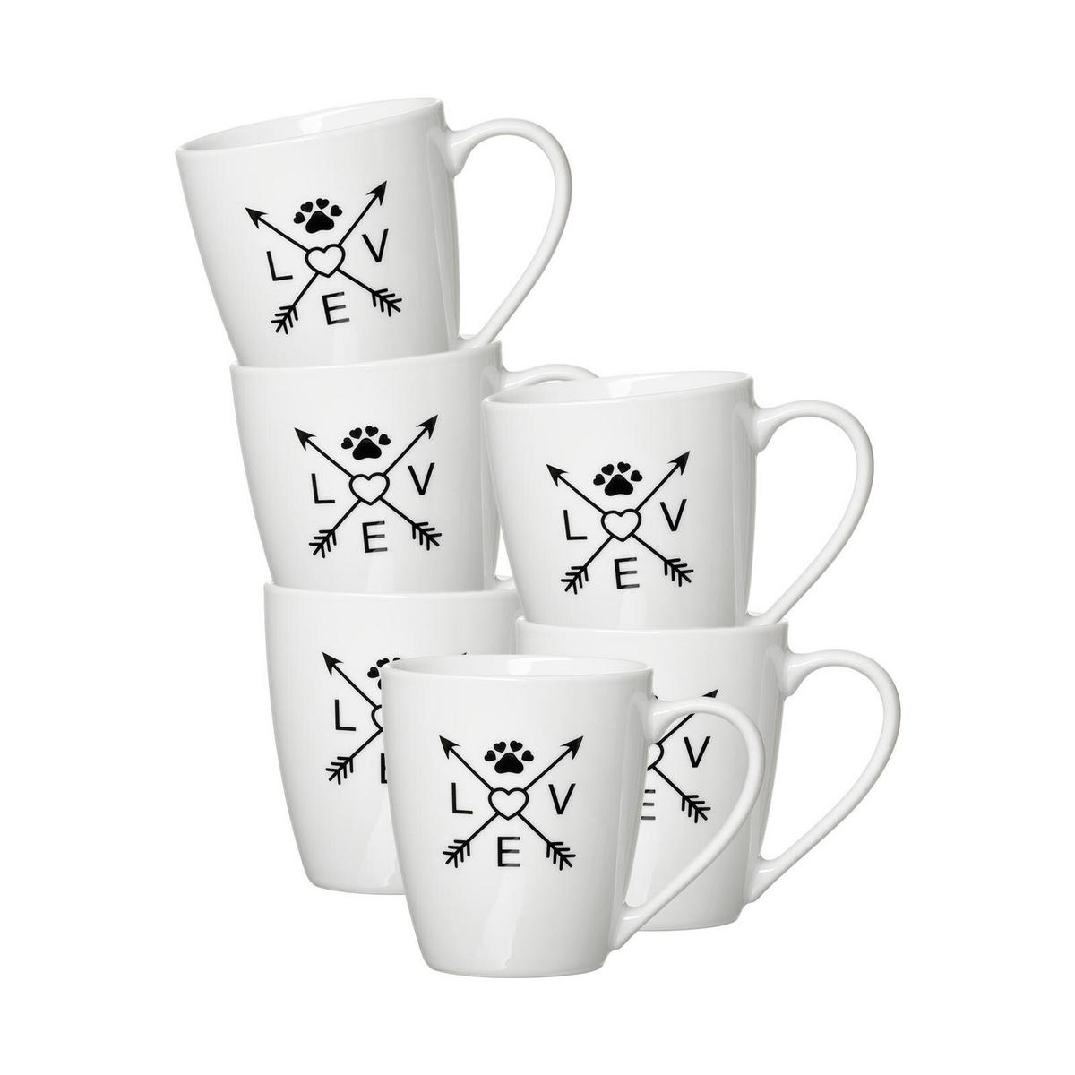 KAFFEEBECHER Mika Love weiß 360 ml 6er Set - Weiß, Keramik (0.36L) - Ritzenhoff Breker