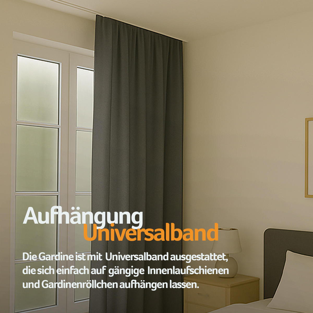 VORHANG Blickdicht ( 140x245cm ) mit Kräuselband / Universalband in Anthrazit - Anthrazit, Textil (140/245cm) - Bestlivings