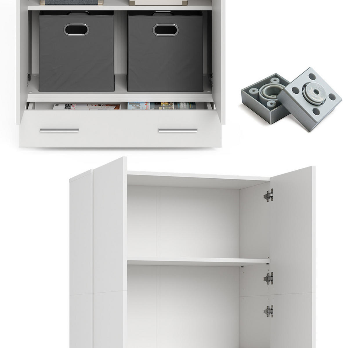 AKTENSCHRANK Frank Weiß 80 x 182.4 cm mit Schublade - Weiß, Holzwerkstoff (80/182.4/37cm) - Vicco