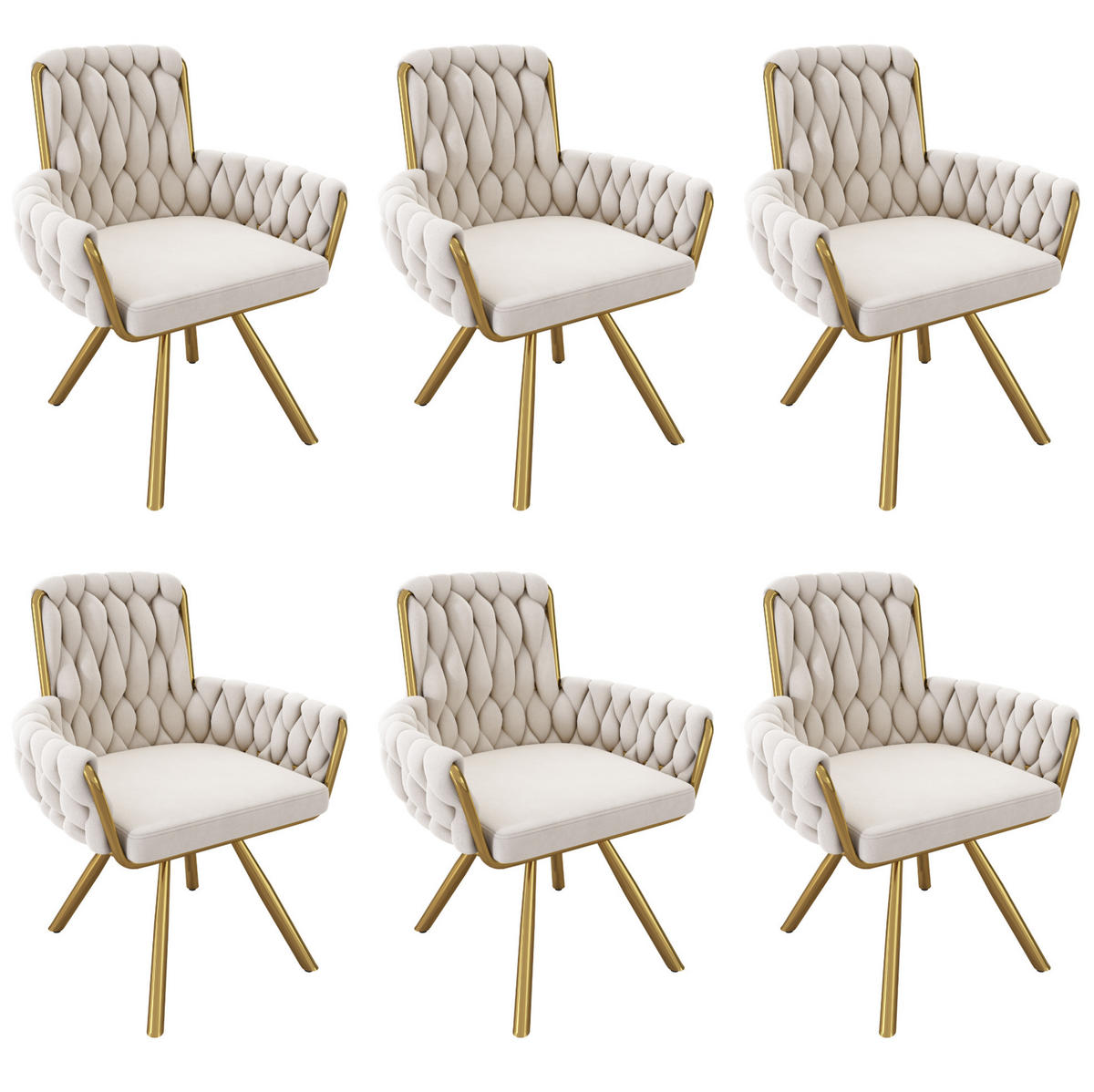 ESSZIMMERSTUHL 6er-Set drehbar mit Armlehnen Samt Beige - Beige, Metall (50/87/50.2cm) - Meubliv