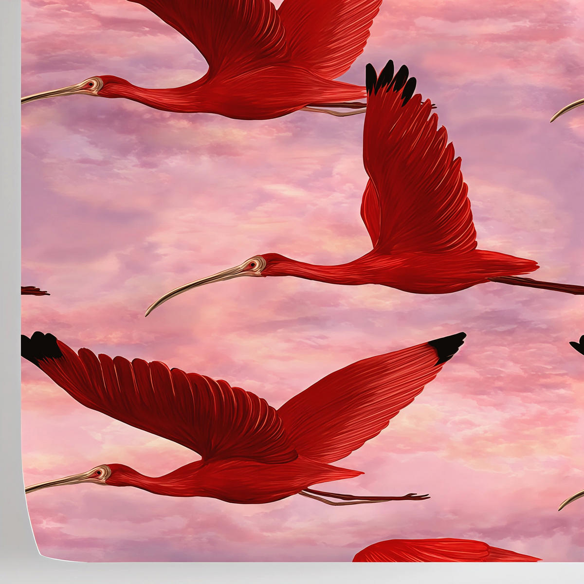 TAPETE Tropische aus echtem Papier, 200x280cm, 8 Bögen - Pink, Papier (200/280cm) - WALLPAPERS4BEGINNERS