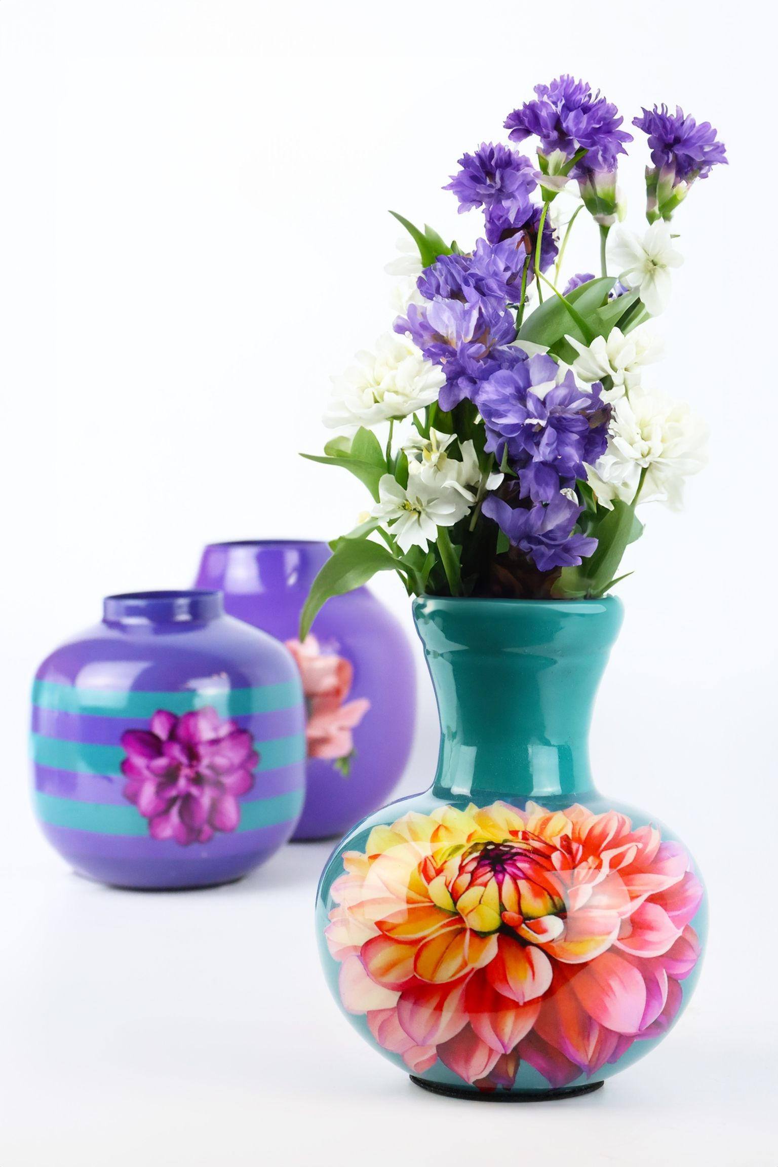 VASENTRIO Blossom blau mit Blumenmuster 3-tlg. - Blau, Metall (13.5cm) - FURNARO