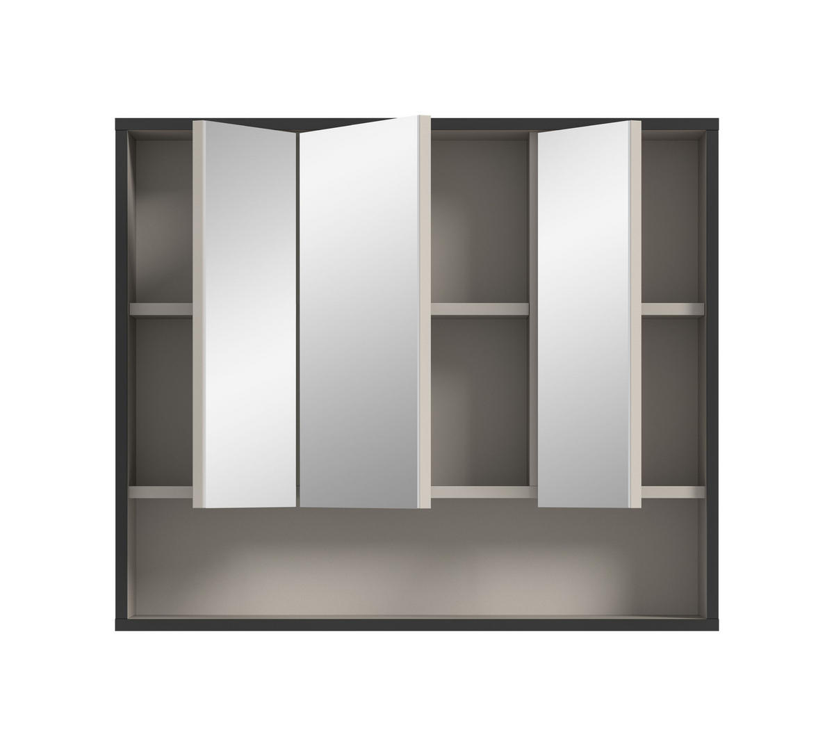 SPIEGELSCHRANK Bagno Bad in Kaschmir Nachbildung und schwarz - modernes Design - B/H/T: 80x68x19 cm - Kaschmir, Holzwerkstoff (80/68/19cm)