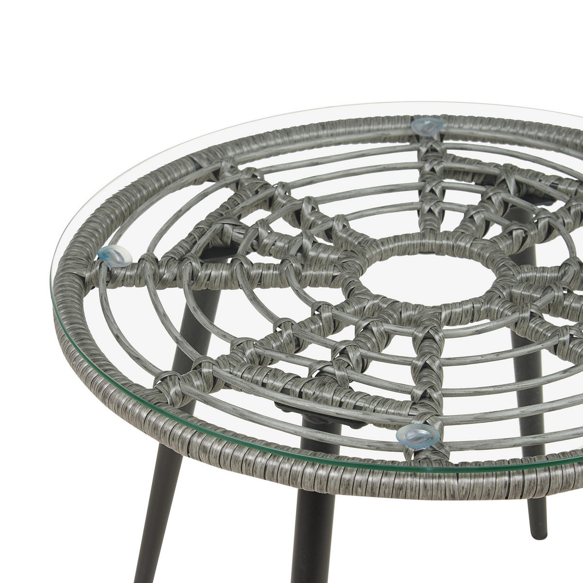 BALKONSET 2-Sitzer Rattan hellgrau Auflagen grau Laureto - Grau, Kunststoff/Textil - Beliani