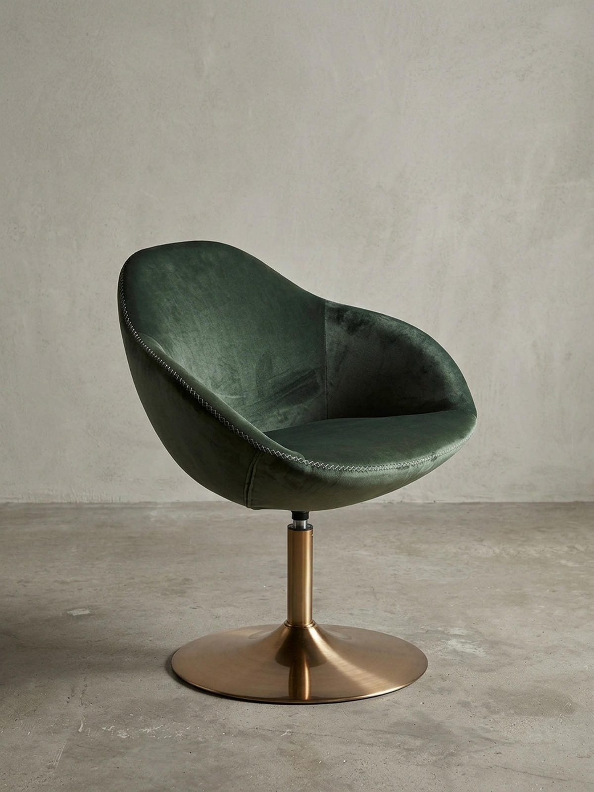 LOUNGESESSEL Samt mit 360° Drehfunktion, Grün 70x70x79 cm - Goldfarben/Grün, Textil/Metall (70/79/70cm) - KADIMA DESIGN