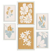 POSTER Set Mit 6 Blumenrahmen 2 In Blume Zusammenfassung Ästhetische Dekorative Gemälde Für Ihr Wohnzimmer Schlafzimmer Zuhause A3 & A4 Weißer Rahmen - Weiß, Papier (29/3cm) - Nacnic