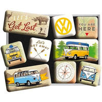 MAGNETSET 9-teilig Volkswagen VW Bulli Let's Get Lost - Multicolor, Metall (9/7/2cm) - Nostalgic-Art