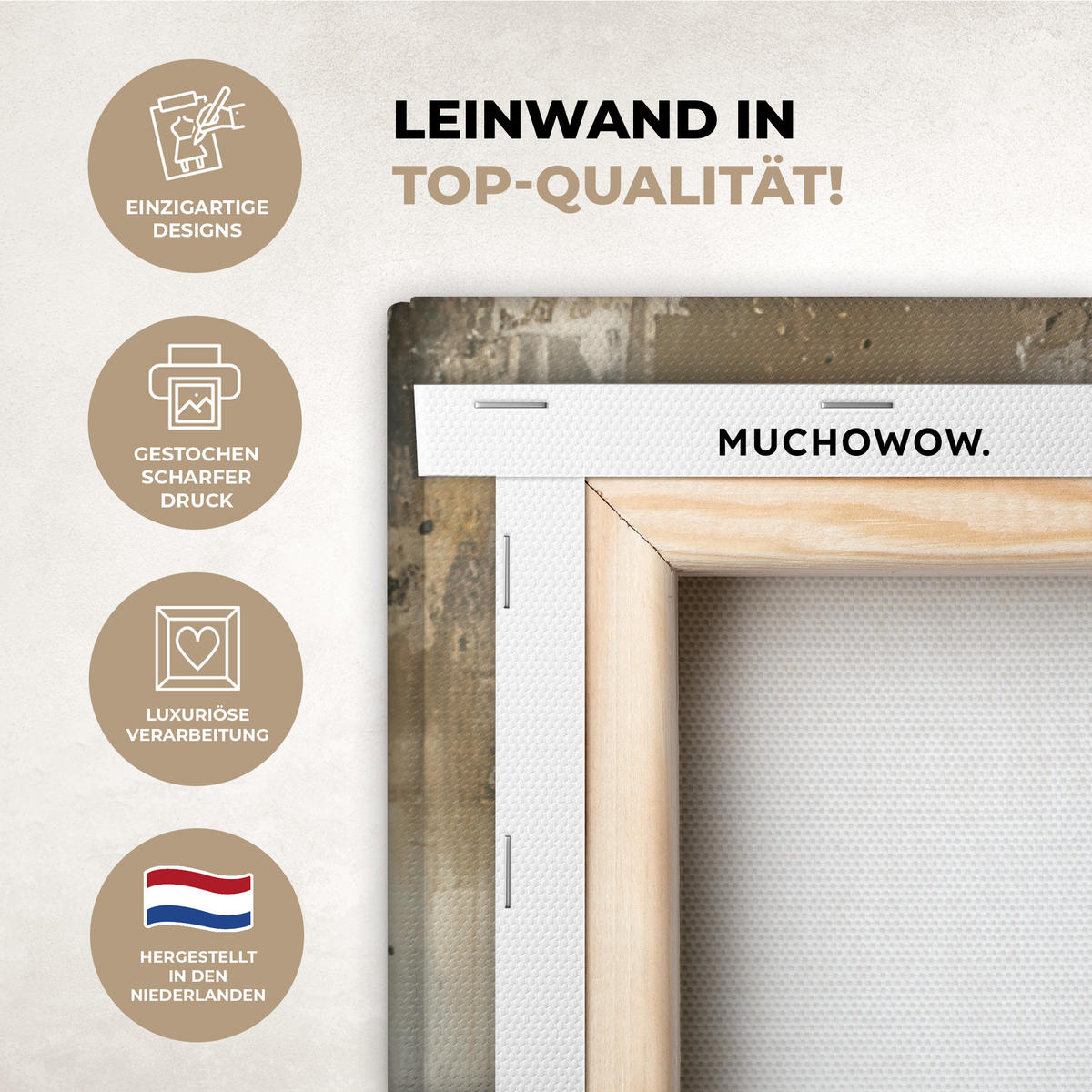 LEINWANDBILD Weihnachtsbaum - Vintage - Weihnachten - Geschenk 90x90 cm - Rostfarben, Textil (90/90cm) - MuchoWow