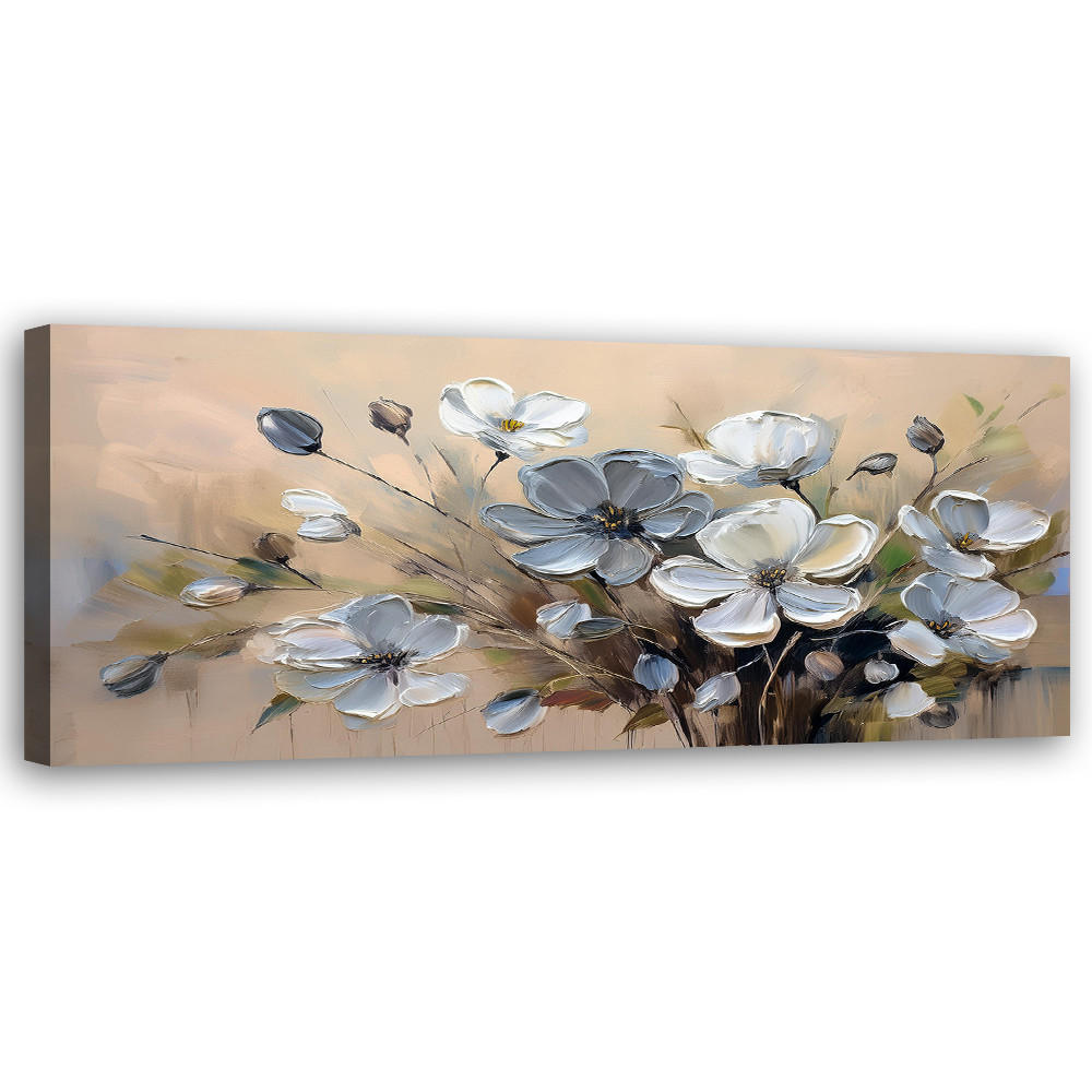 WANDBILD graue blumenstrauß abstraktion - Grau, Textil (90/30cm) - Feeby