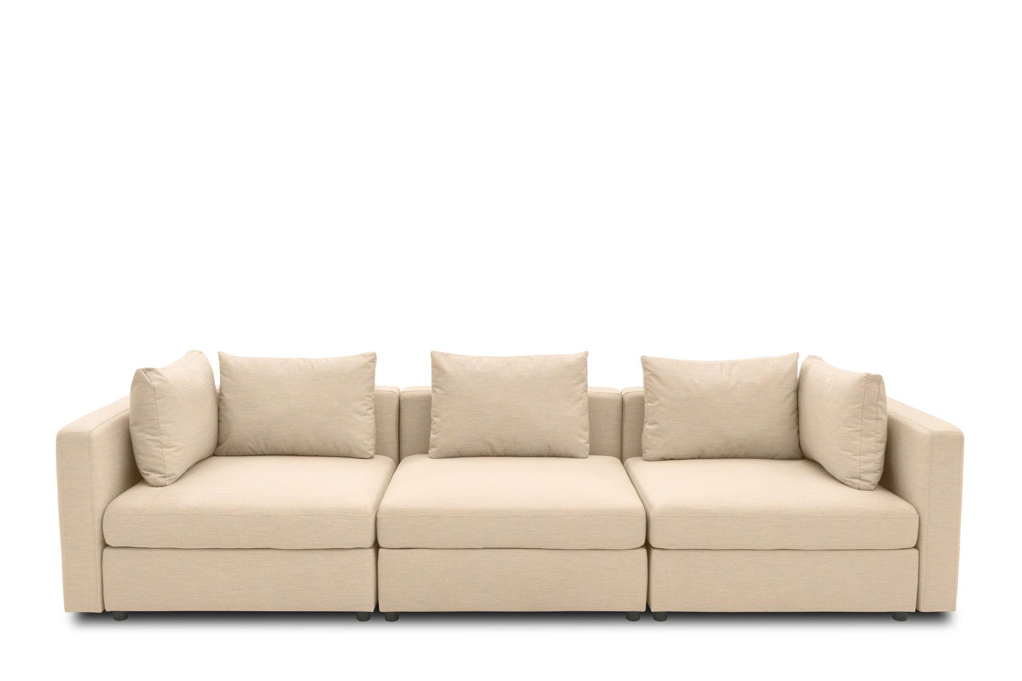 GARTENLOUNGE-SOFA 3-Sitzer Bozhana 312x67x96 mit Outdoorbezug in beige - Beige, Kunststoff (312/67/96cm) - 58aufmkessel