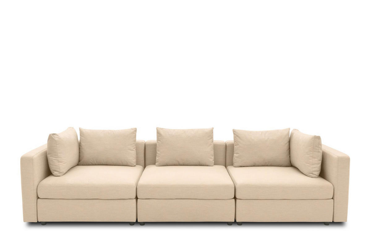 GARTENLOUNGE-SOFA 3-Sitzer Bozhana 312x67x96 mit Outdoorbezug in beige - Beige, Kunststoff (312/67/96cm) - 58aufmkessel