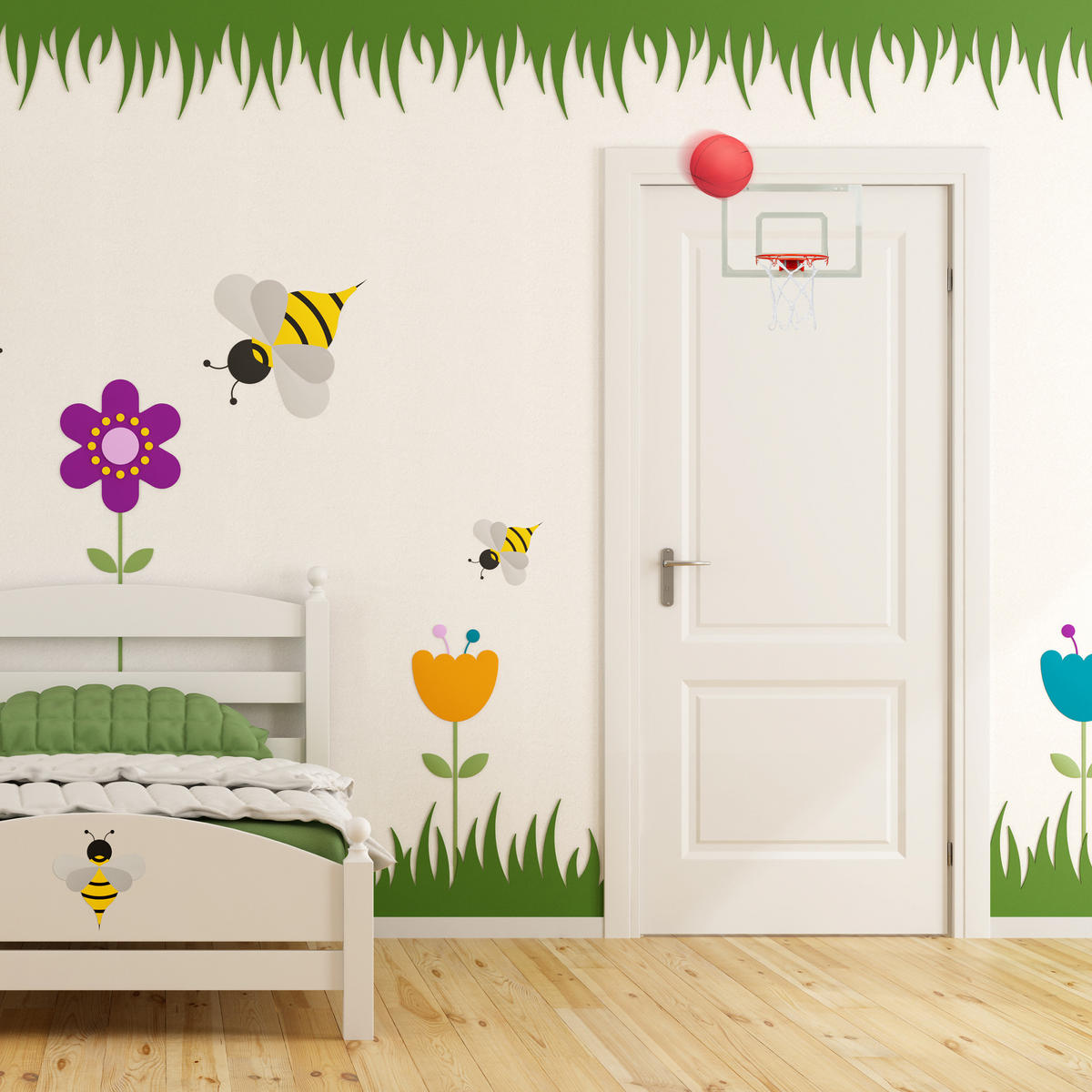 BASKETBALLKORB Kinderzimmer - Weiß, Kunststoff/Metall (45/33cm) - Relaxdays