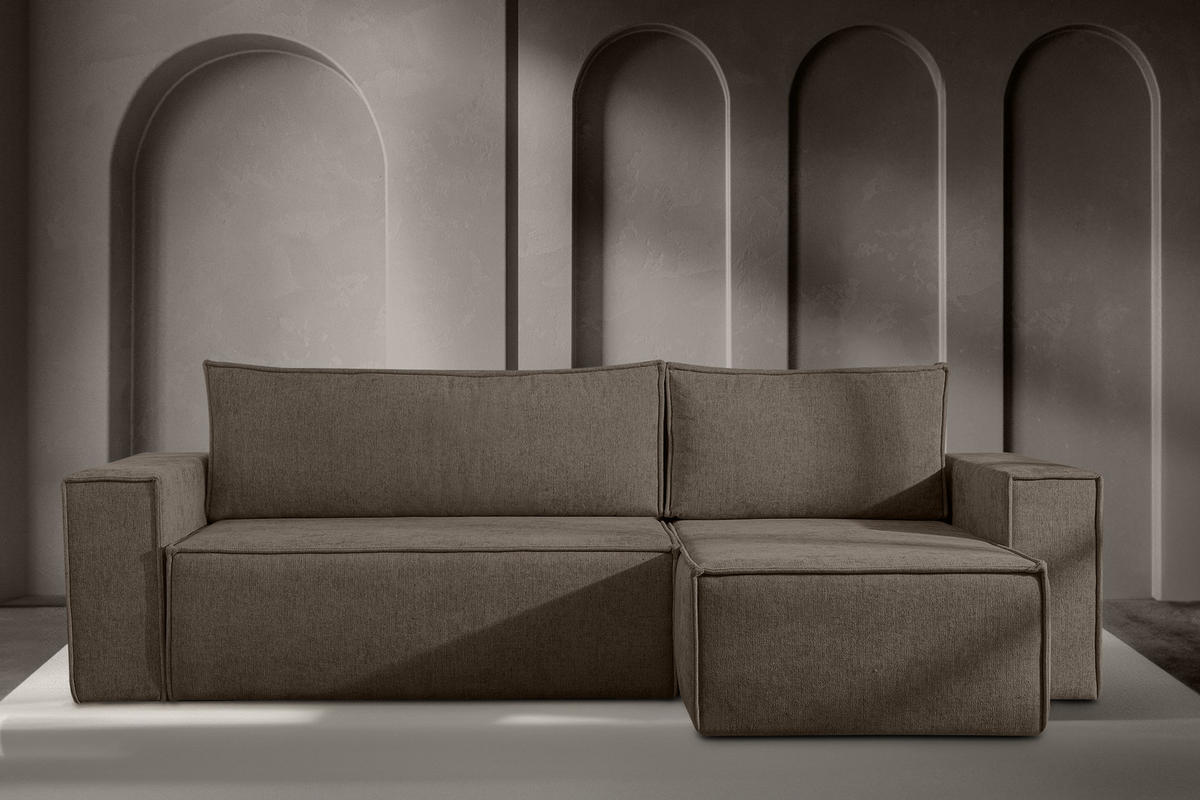 ECKSOFA-LINKS/RECHTS NAPI II mit Schlaffunktion, braun - Braun, Textil (262/148cm) - KONSIMO®