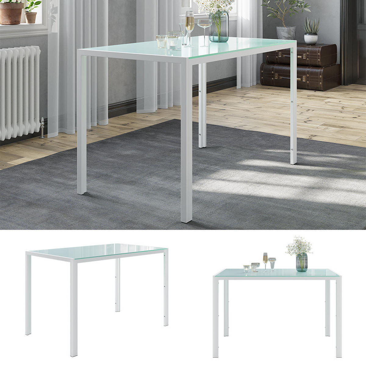 ESSTISCH Grand Weiß - Weiß, Glas (70/120/75cm) - Vicco