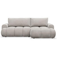ECKSOFA Ombo Mini, Graubeige Bouclé, rechtsseitig - Taupe/Schwarz, Kunststoff/Textil (256/155cm) - Selsey