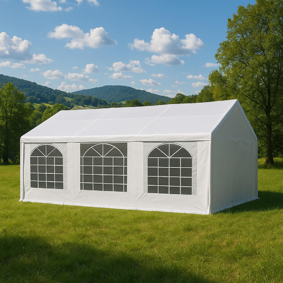 DACHPLANE Livingston - Zeltabdeckung für 4x10 Meter, PE weiss 180gr/m². BxTxH: 1000x400x310 cm - Weiß, Kunststoff (1000/0.3/400cm) - TPFGarden