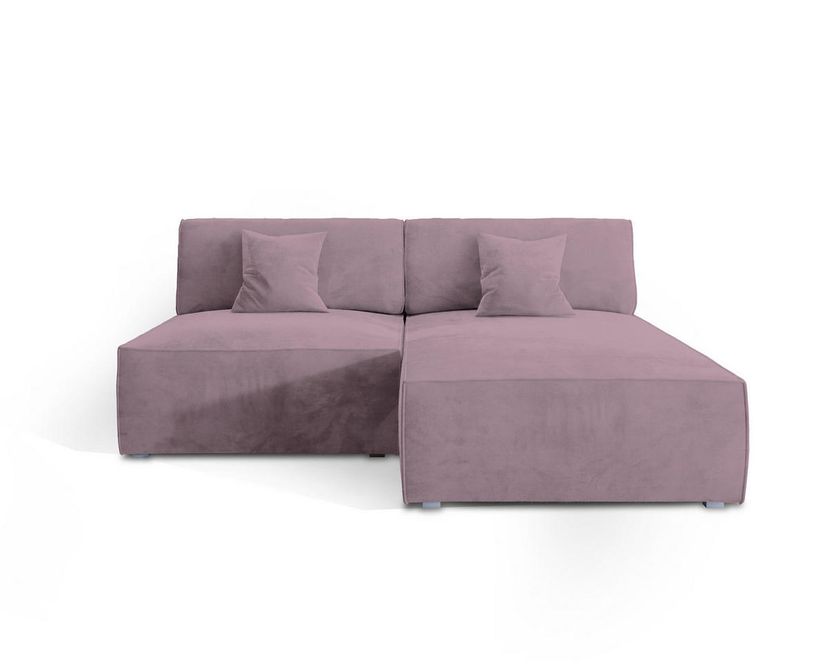 ECKSOFA FIORO M Lila Velours-Stoff mit Schlaffunktion - Lila, Holz (204/148cm) - MASSENO