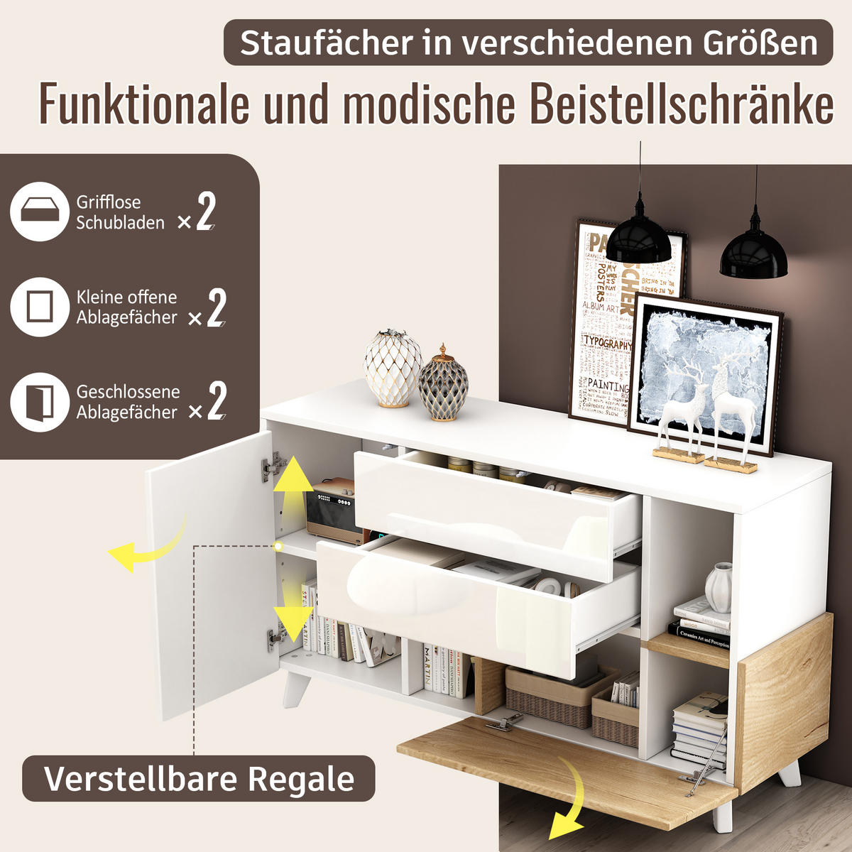 SIDEBOARD Wweiß 130/40/70 cm - Weiß, Holzwerkstoff (40/70/130cm) - Urban Meuble