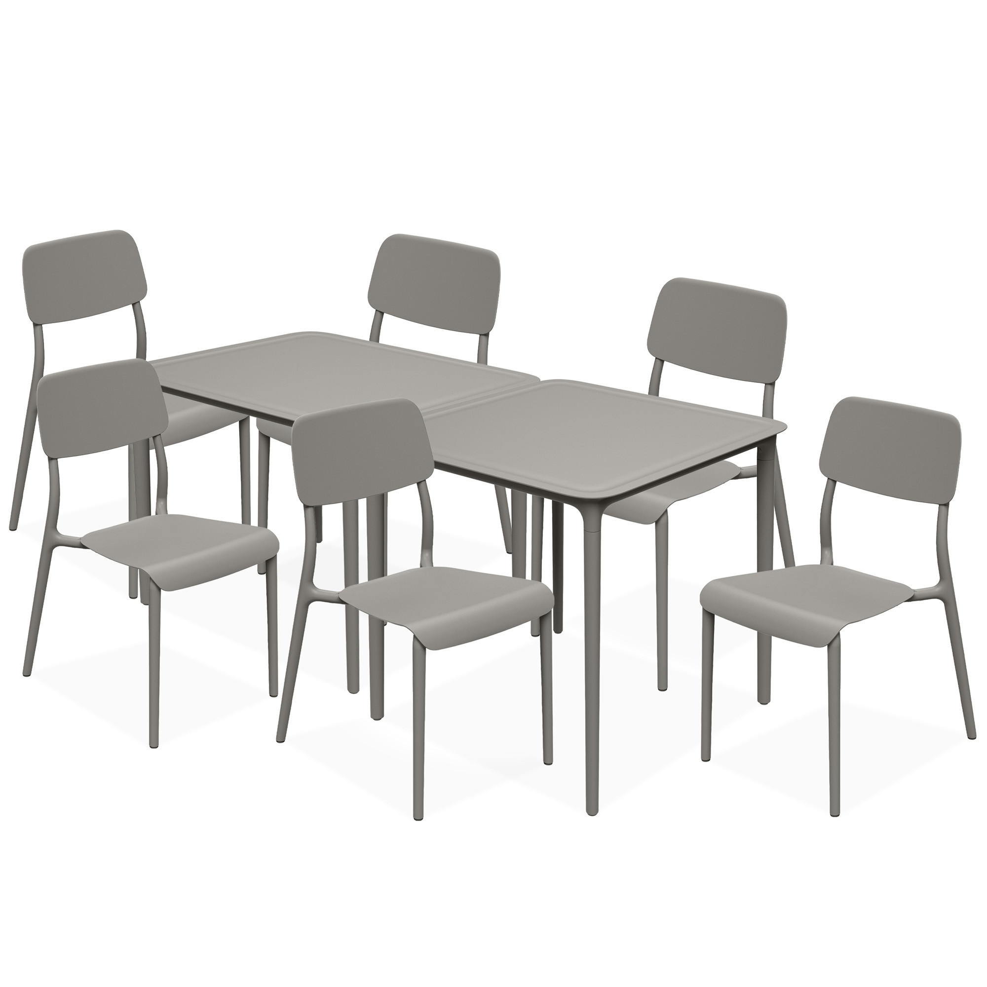 GARTENMÖBEL-SET GALIO, 8-tlg - Graubraun, Kunststoff - KONSIMO®