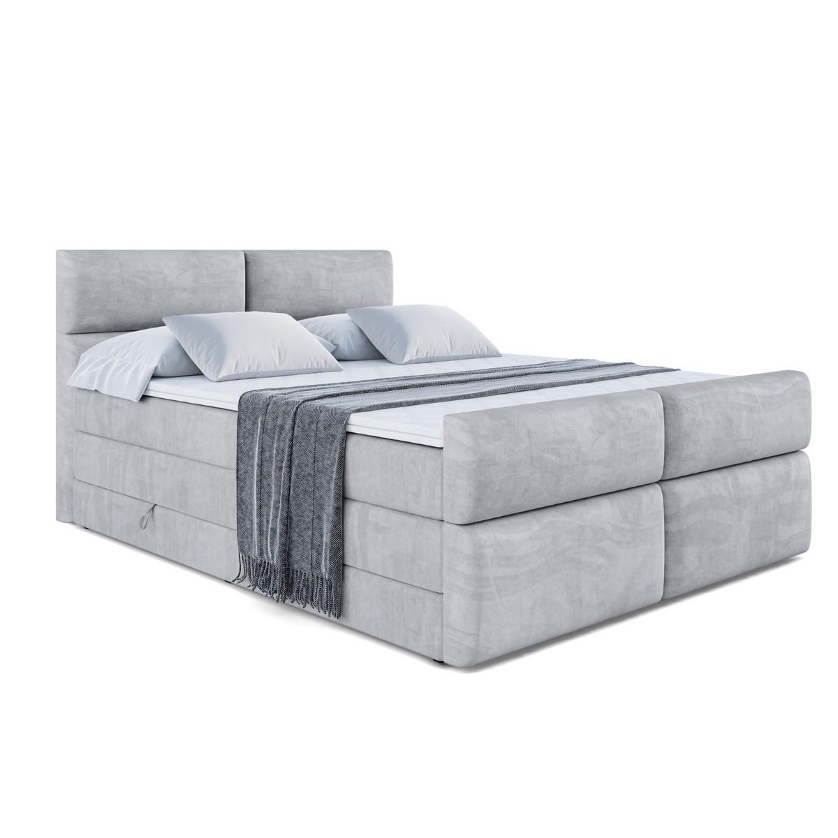 BOXSPRINGBETT BOXI3-Z KING - 120x200 - H3/H4 - Hellgrau - Hellgrau, Holzwerkstoff (120/200cm) - ALTDECOR