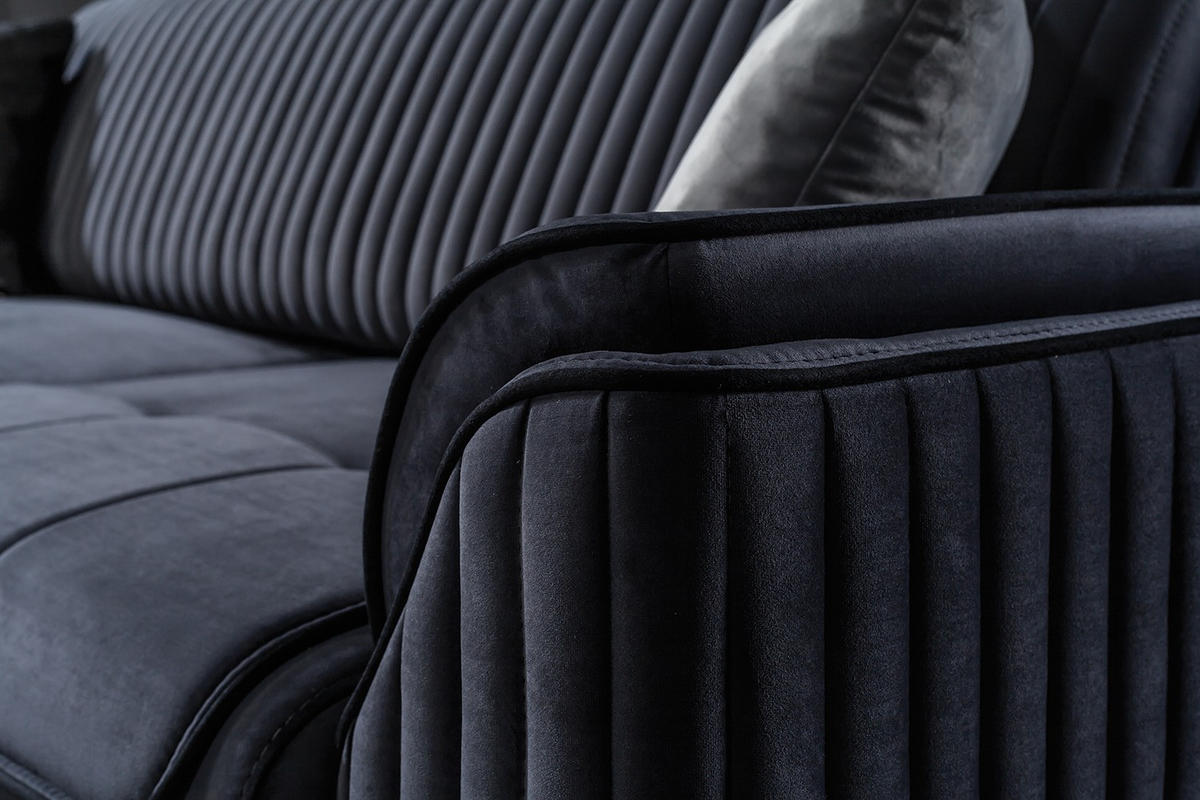 SITZGARNITUR Bond, Anthrazit Stellvariante 3+2 - Schwarz, Textil (227/85/100cm) - Villa Möbel