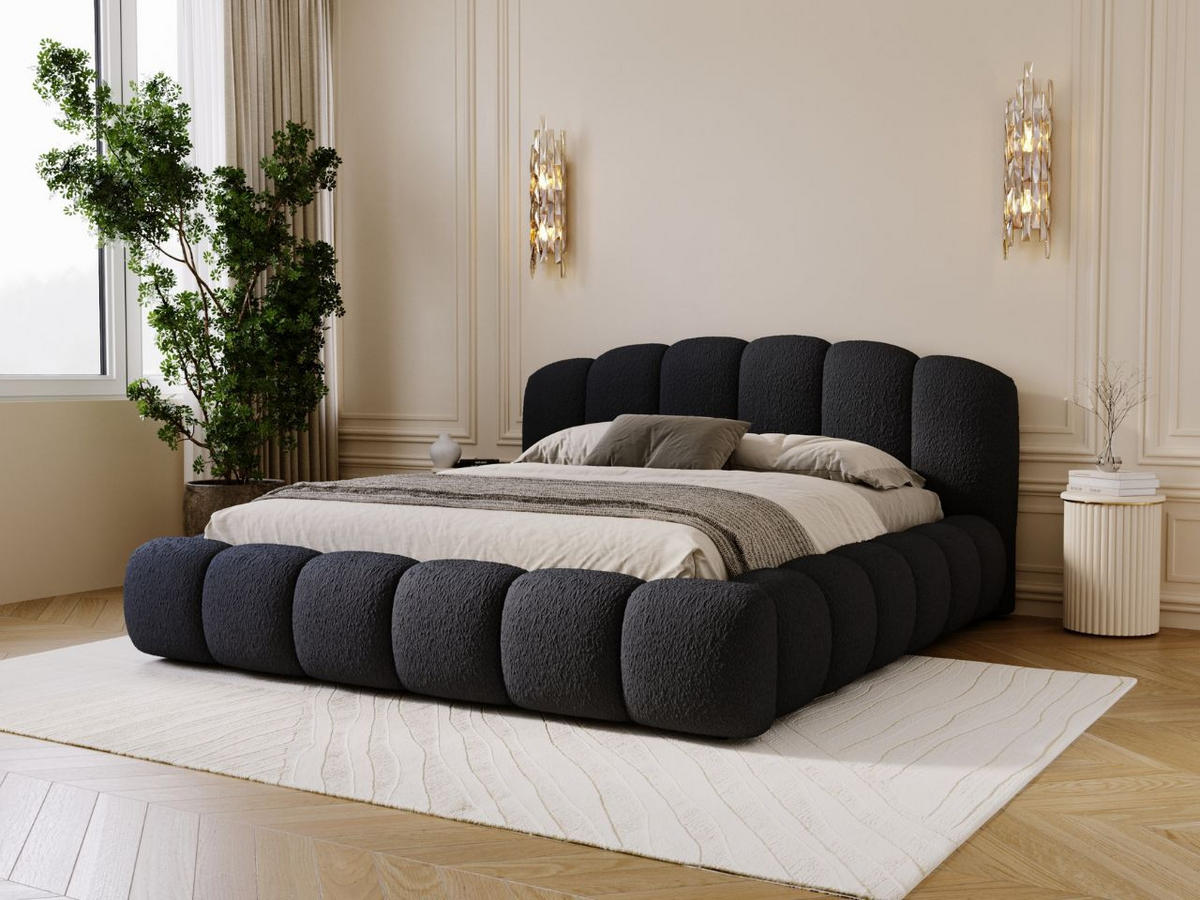 POLSTERBETT CLOUD SOFT - Schwarz, Textil (206/234cm) - Graingold