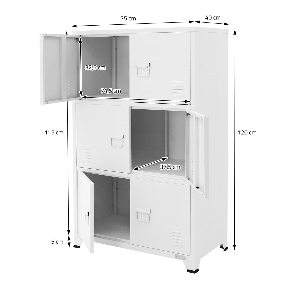 AKTENSCHRANK - Weiß, Metall (40/120/75cm) - ML-DESIGN
