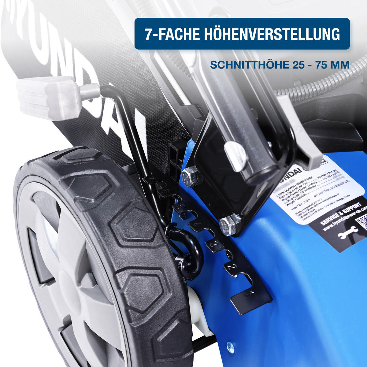 BENZIN-RASENMÄHER LM4622G (Mulcher/Mäher mit Radantrieb, 3.9 PS Hyundai Motor) - Blau, Metall (52.8/105/138.3cm) - HYUNDAI